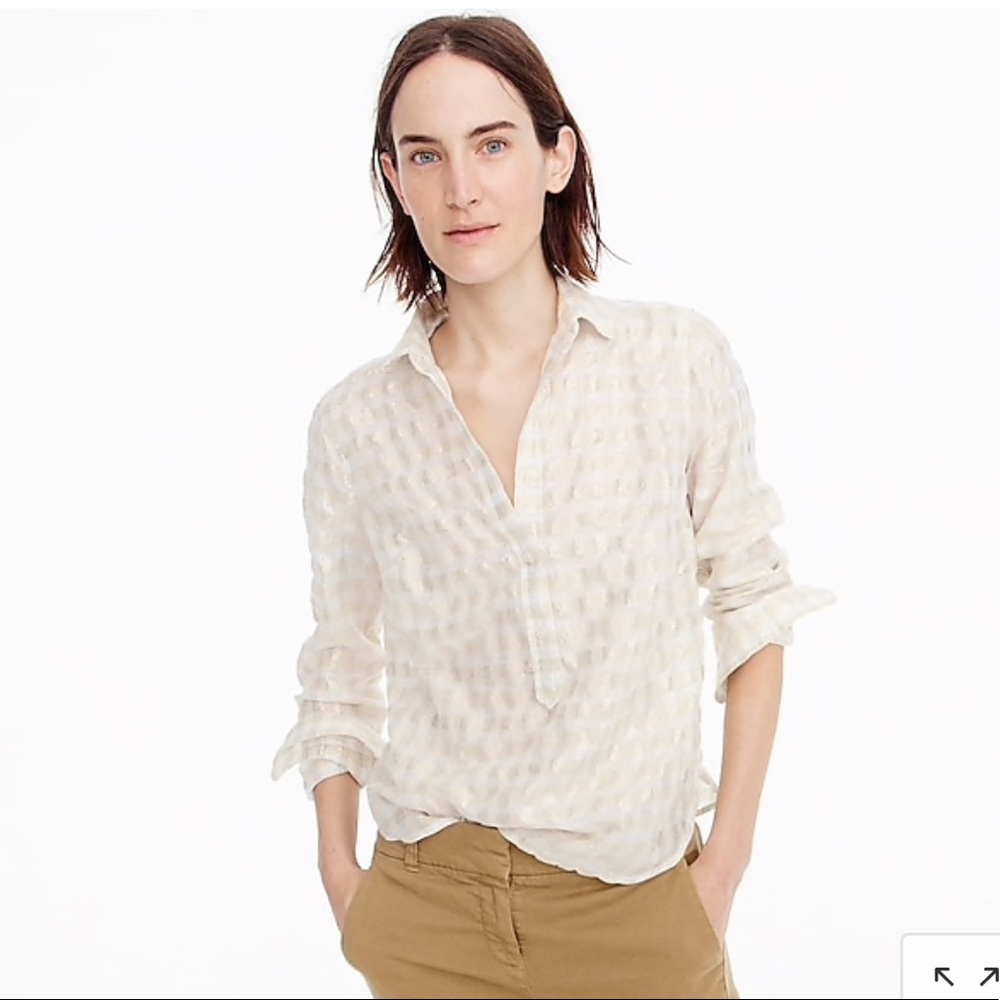 J.crew metallic voille popover, sz 6, NWT